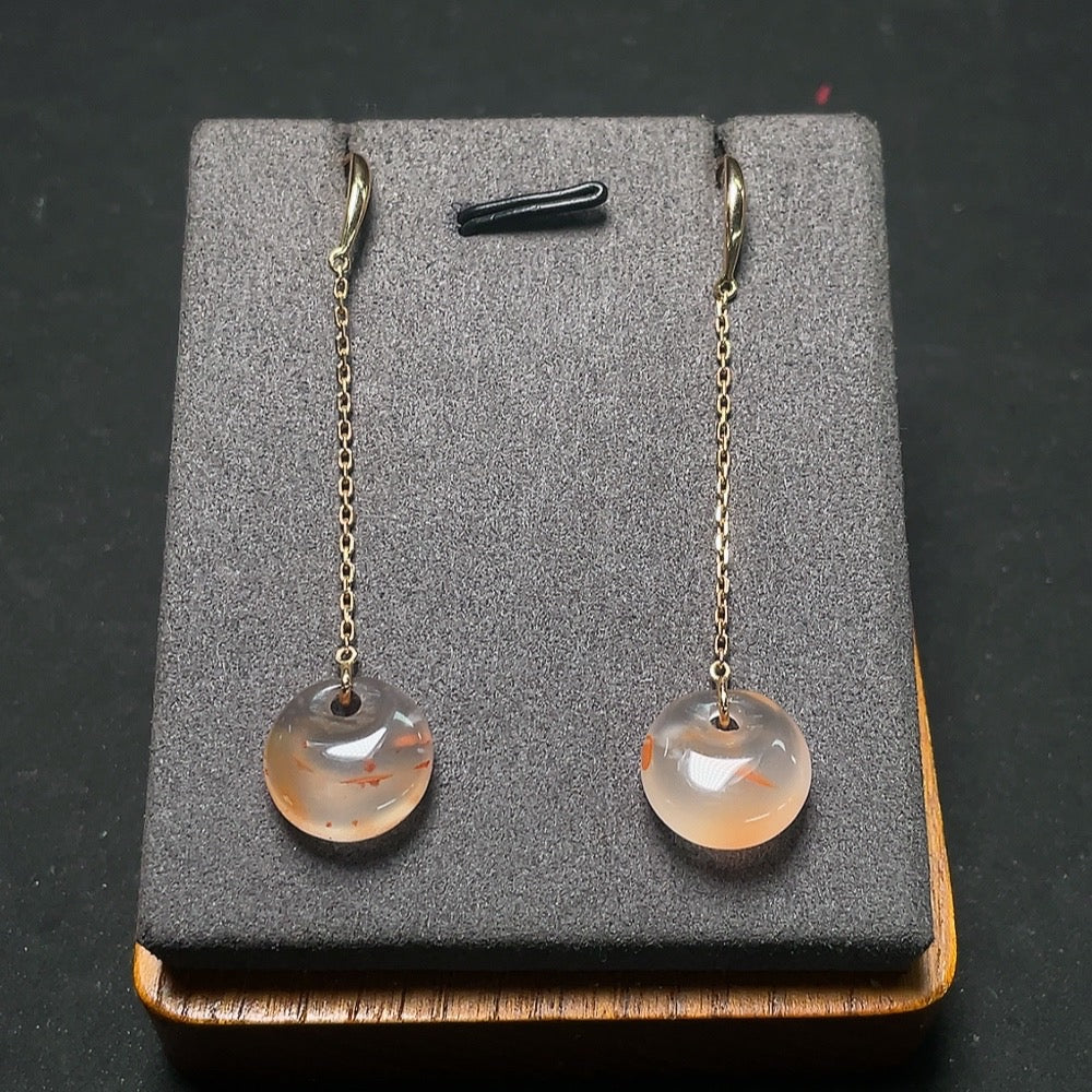 Red Agate Earrings 18k Gold Total Weight Approx.4.56h Size 13.2mm