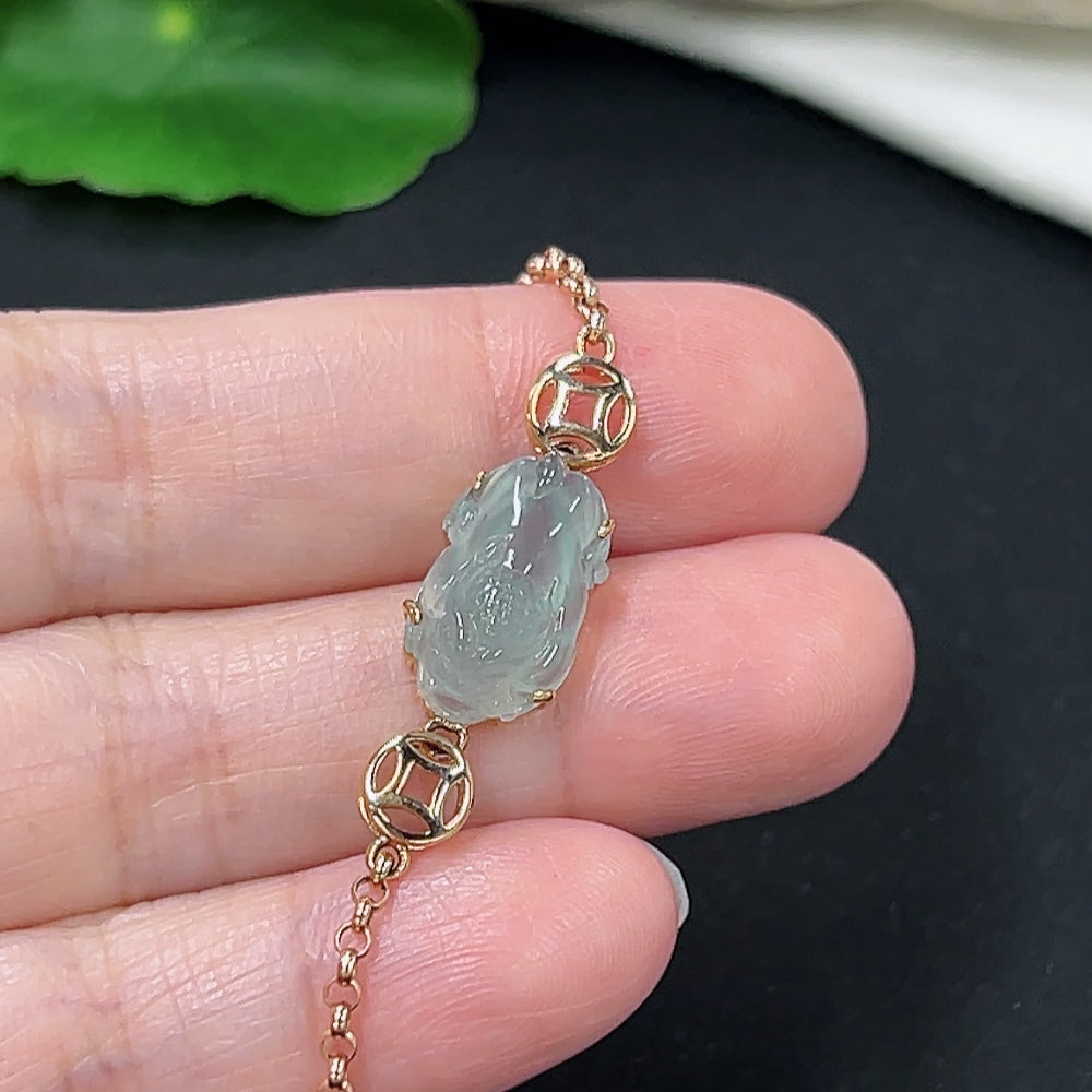 Jadeite inlaid bracelet 18K gold