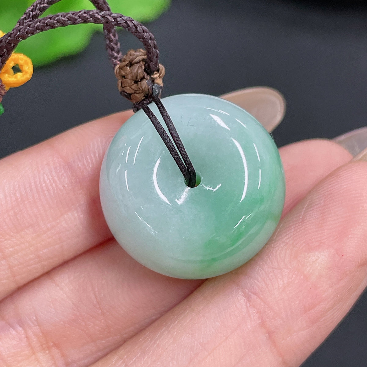 Jadeite Pendant Peace Knot with Cord
