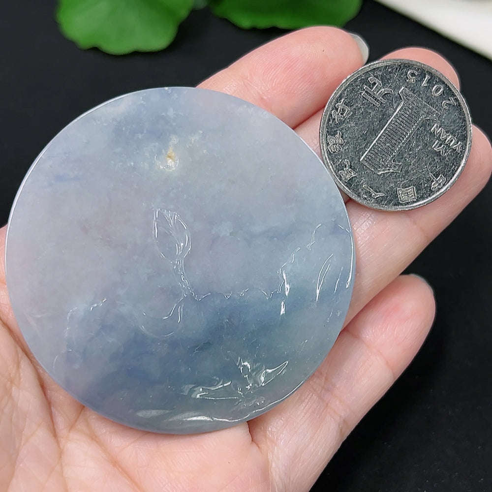 Jadeite Lotus Pendant from HKHQ showcasing a detailed carved lotus flower in green jade, weighing approximately 39.4 grams.