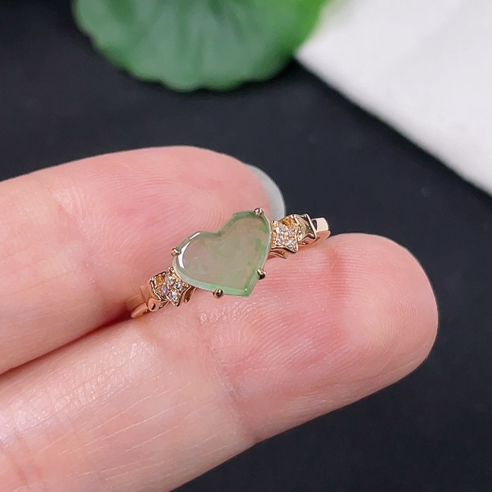 Jadeite Inlaid Ring Size 14 18K Gold Total Weight Approx. 1.6g (Non-Diamond)