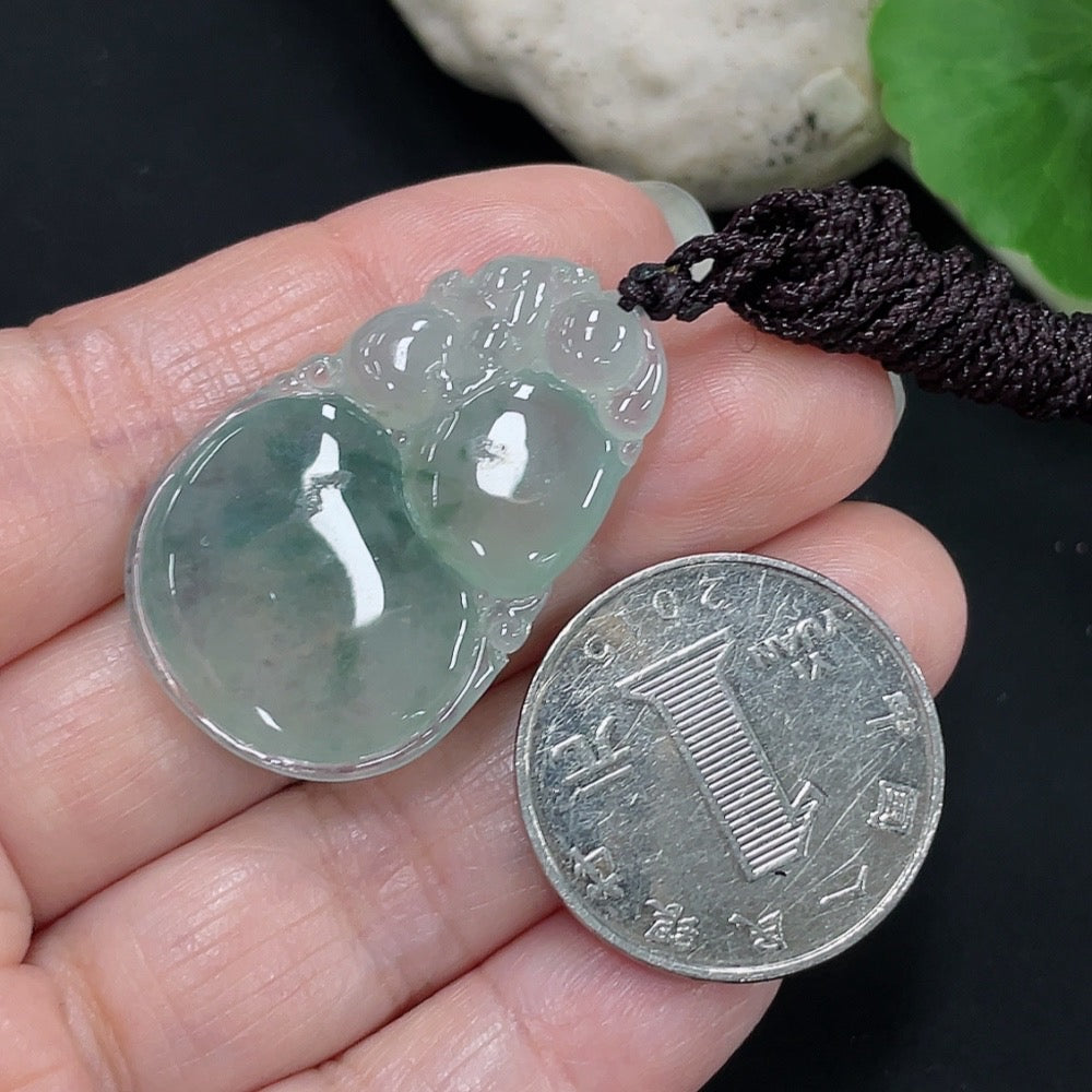 Jadeite Fu Shou Pendant Total Weight Approx. 9g (Including Rope Weight)