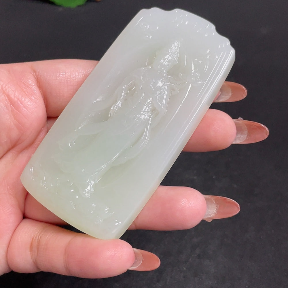 Hetian Jade Pendant - Mahasthamaprapta Bodhisattva, Total Weight Approx. 82.8g