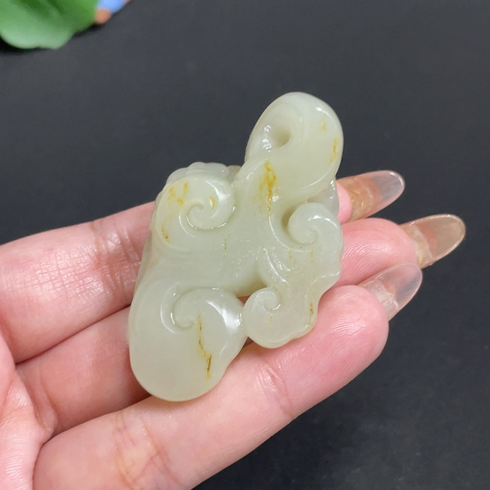 Hetian Jade Pendant  Ruyi  Total Weight about 38g  Undetermined Skin Color Cause  Electronic Collection Certificate