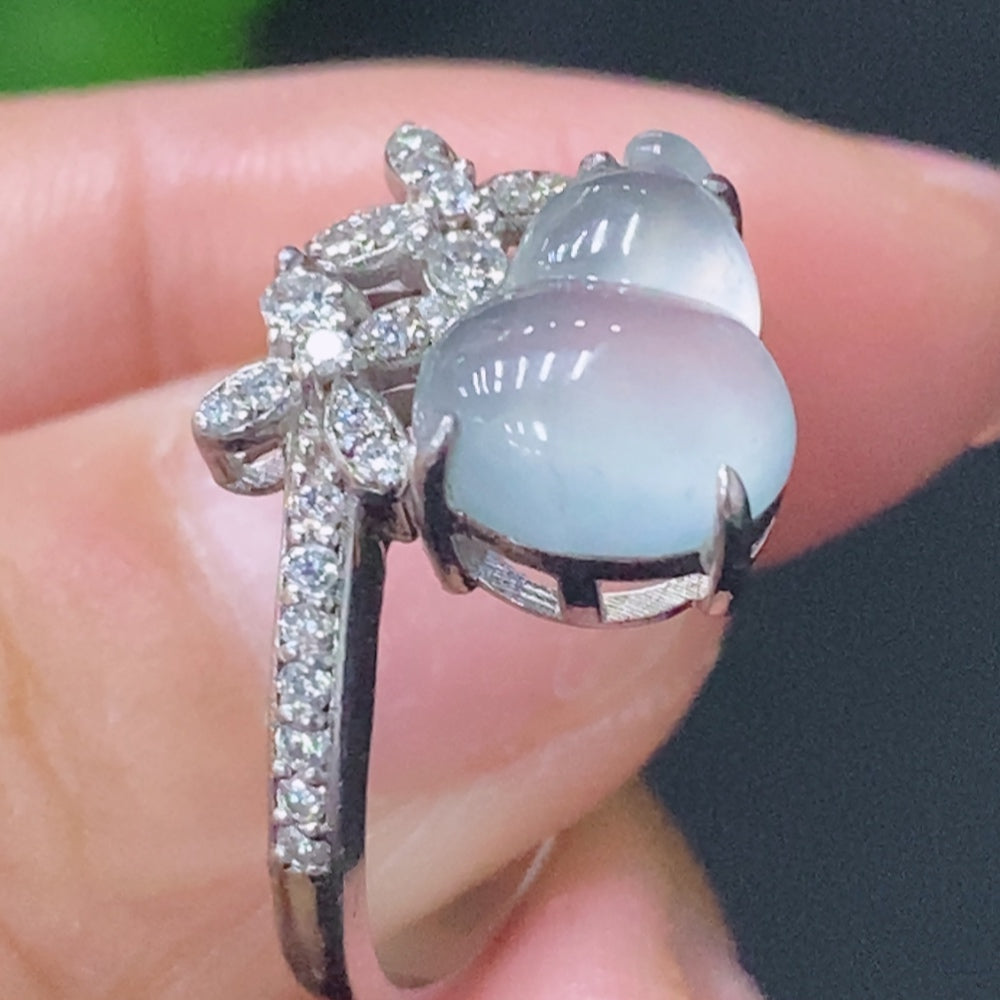 Jadeite Inlaid Ring Non-Gold Adjustable Total Weight Approx. 2.76g