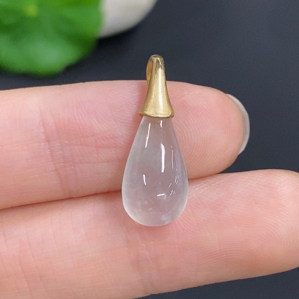 Jadeite Fu Gua Pendant Unmarked 18k Gold Total Weight Approx. 2g