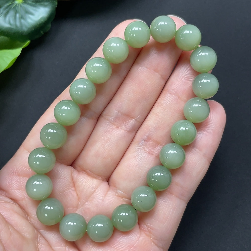 Hetian Jade Bracelet, 9.6mm, Approx. 29.54g