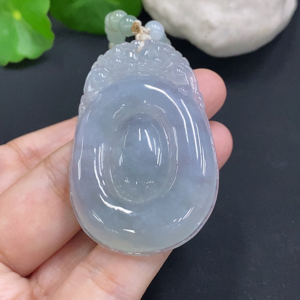 Jadeite Fortune Shell Pendant Total Weight Including Chain Approx. 52.7g