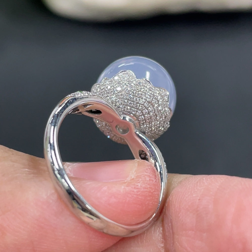 Jadeite Bezel Ring in 18K Gold, Approx. 7g with Diamond Accents (Colorless)