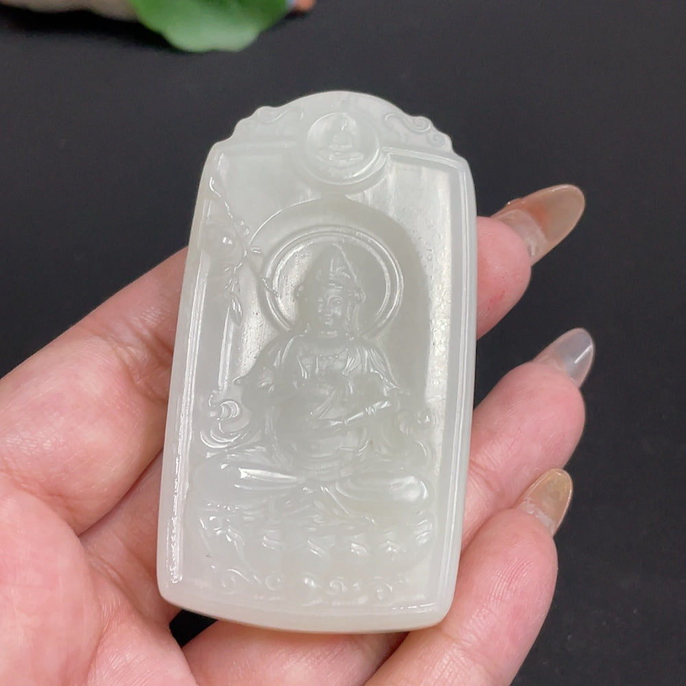 Hetian Jade Pendant Guanyin Total Weight Approx. 67.5g