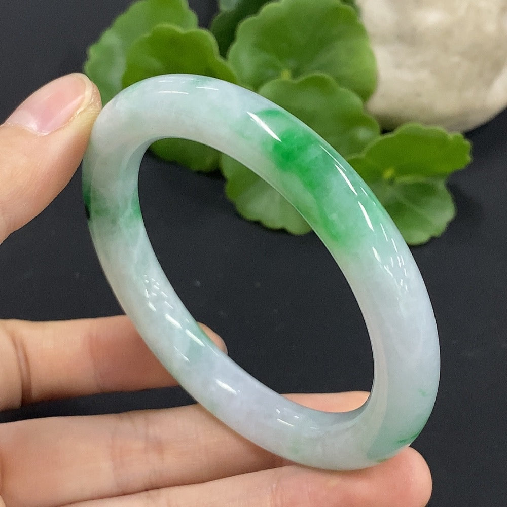 Jadeite Round Bangle Size 53.1 with Other Mineral Components Total Weight Approx. 46.2g