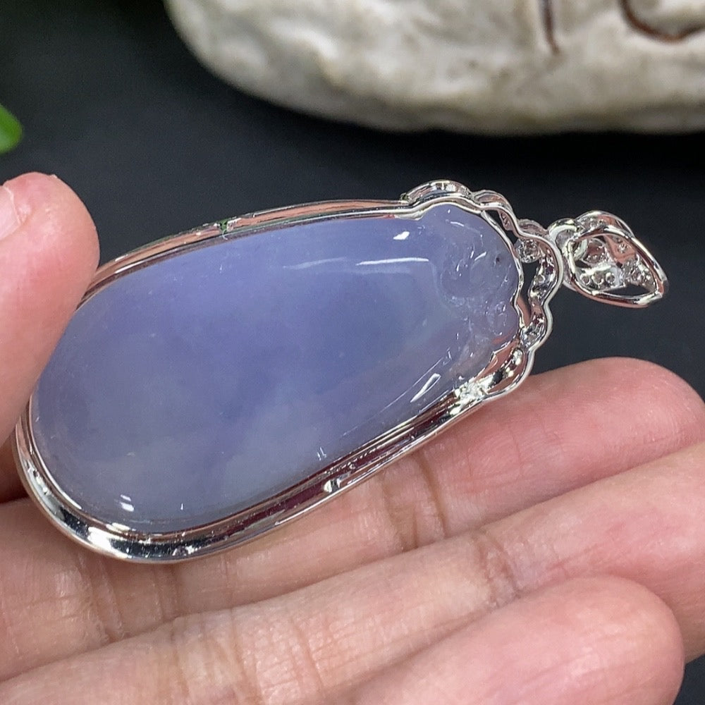 Jadeite Fu Gua Pendant with 18K Gold and Diamond Accents