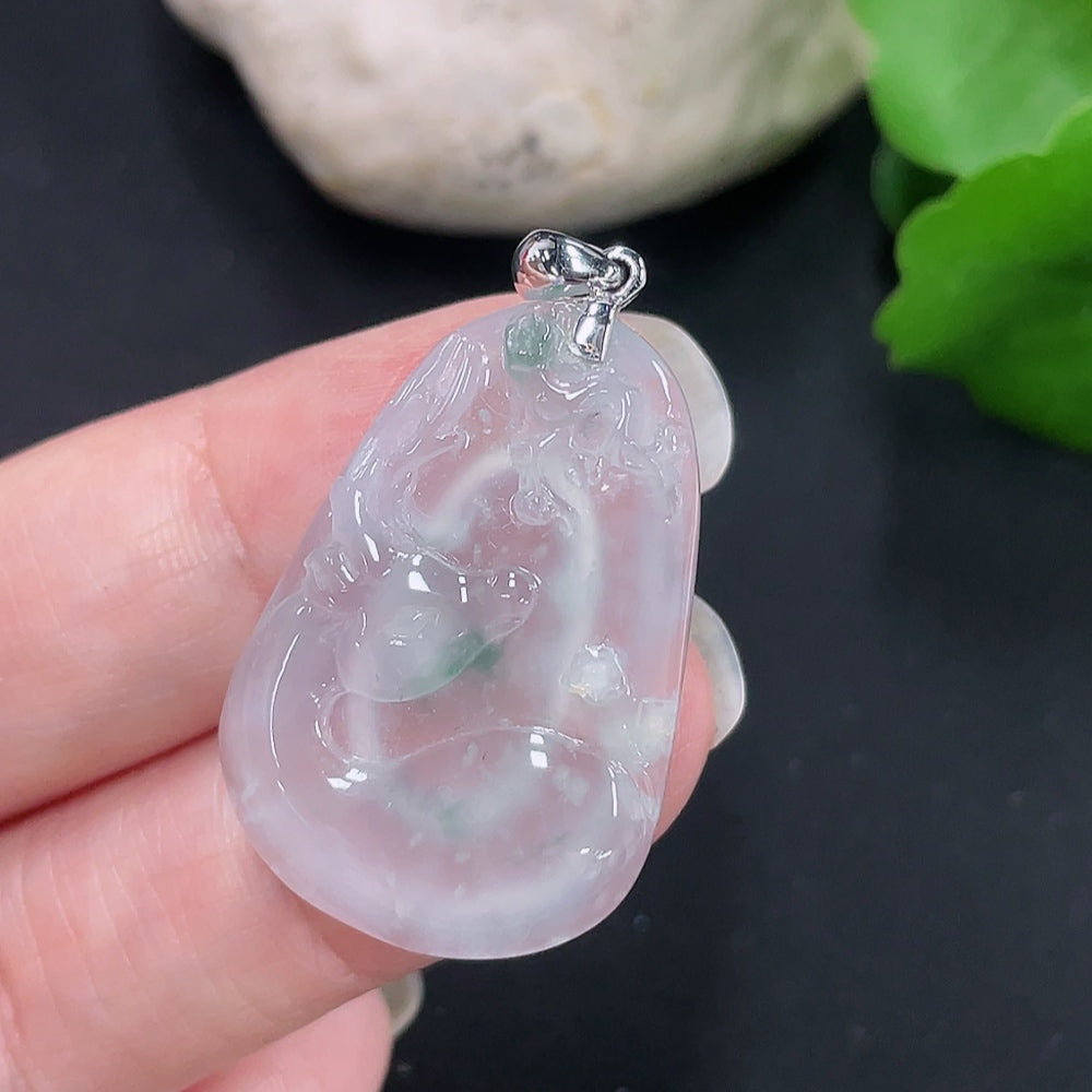 Jadeite You Are Always with Me Pendant with 18K Gold Clasp, Total Weight Approx. 6.1g