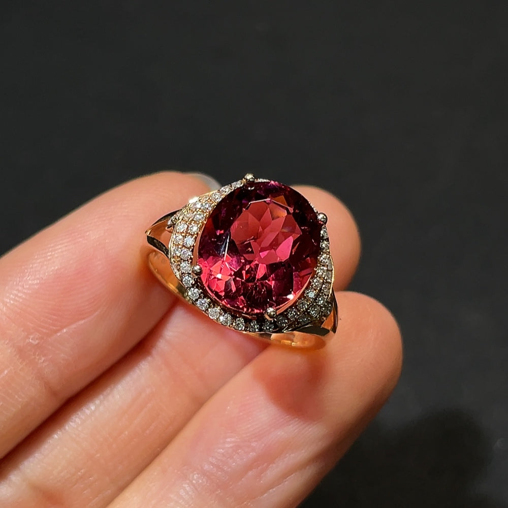 18K Gold Tourmaline Ring with Diamond Accents