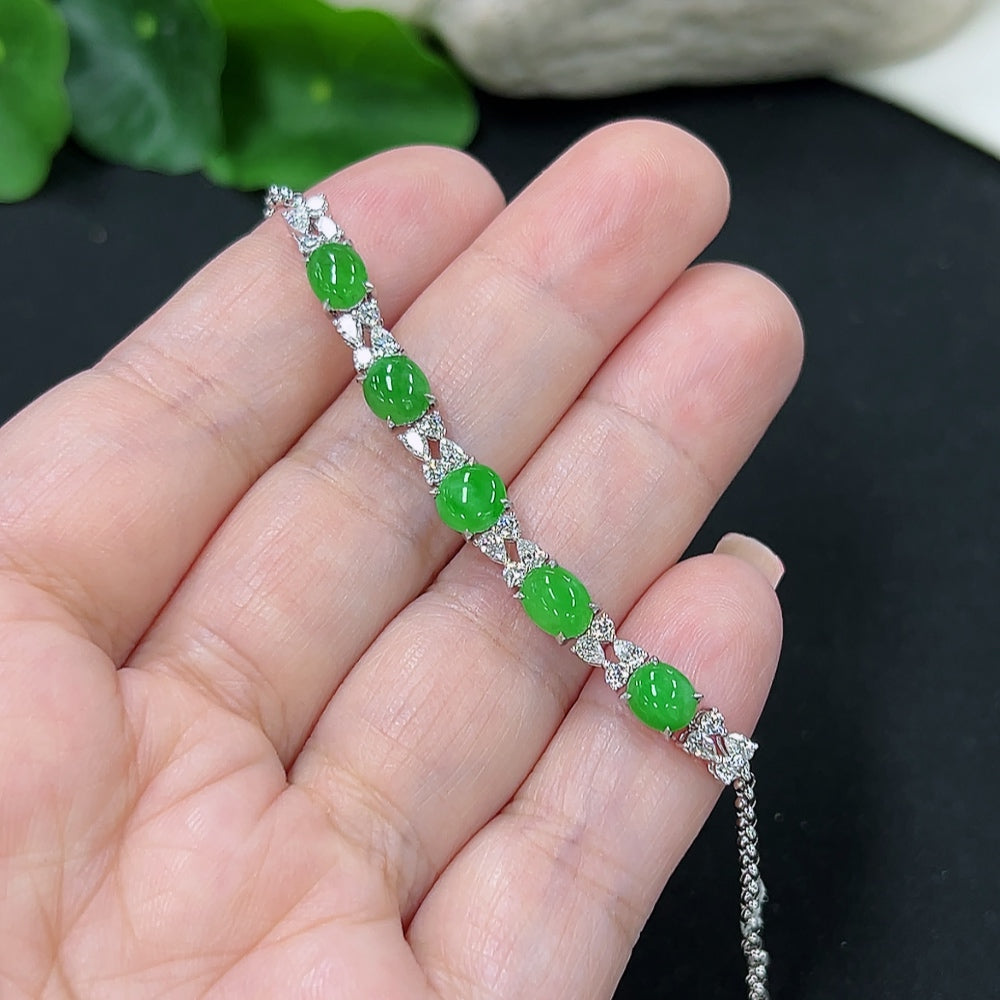 Jadeite Inlaid Bracelet 18K Gold (Non-Diamond)