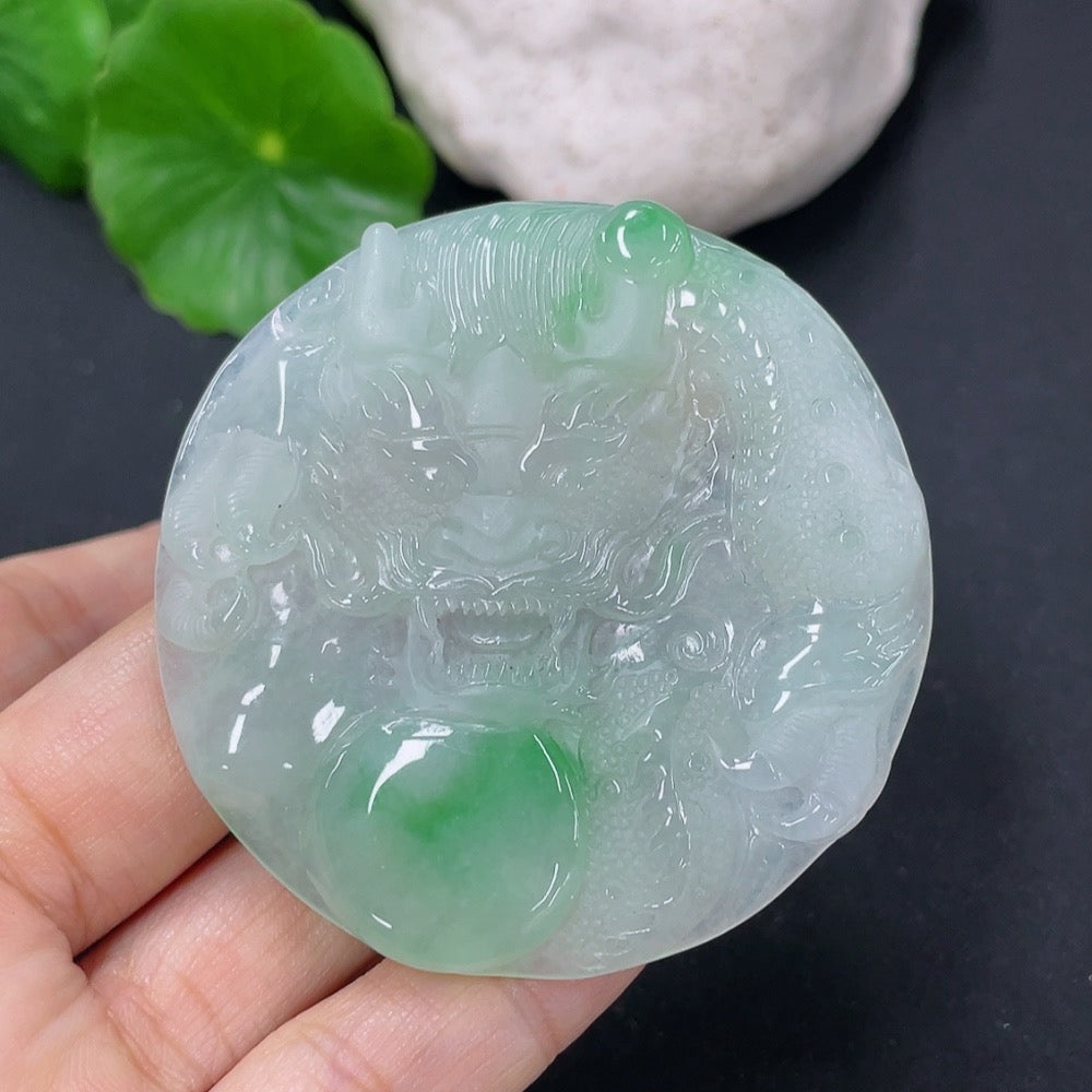 Jadeite Pendant Dragon Plaque Total Weight Approx. 29.24g