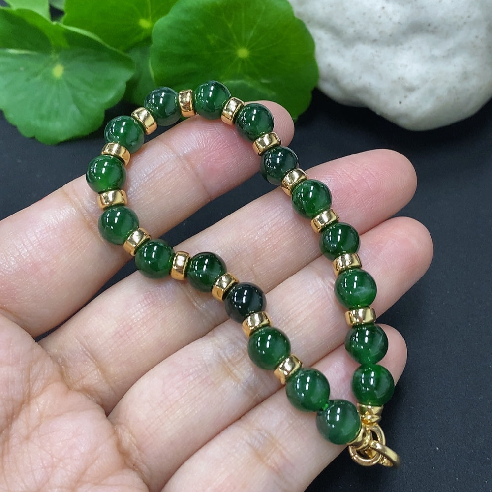 Jadeite bead necklace approx. 6.9mm (18K gold) total weight approx. 12.2g (containing other mineral components)