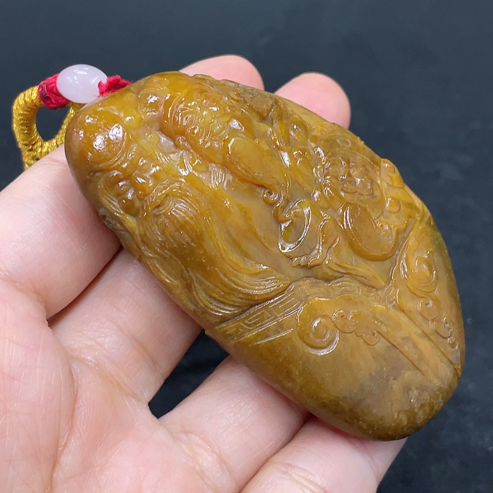 Hetian Jade Pendant - Fortune, Prosperity, Longevity