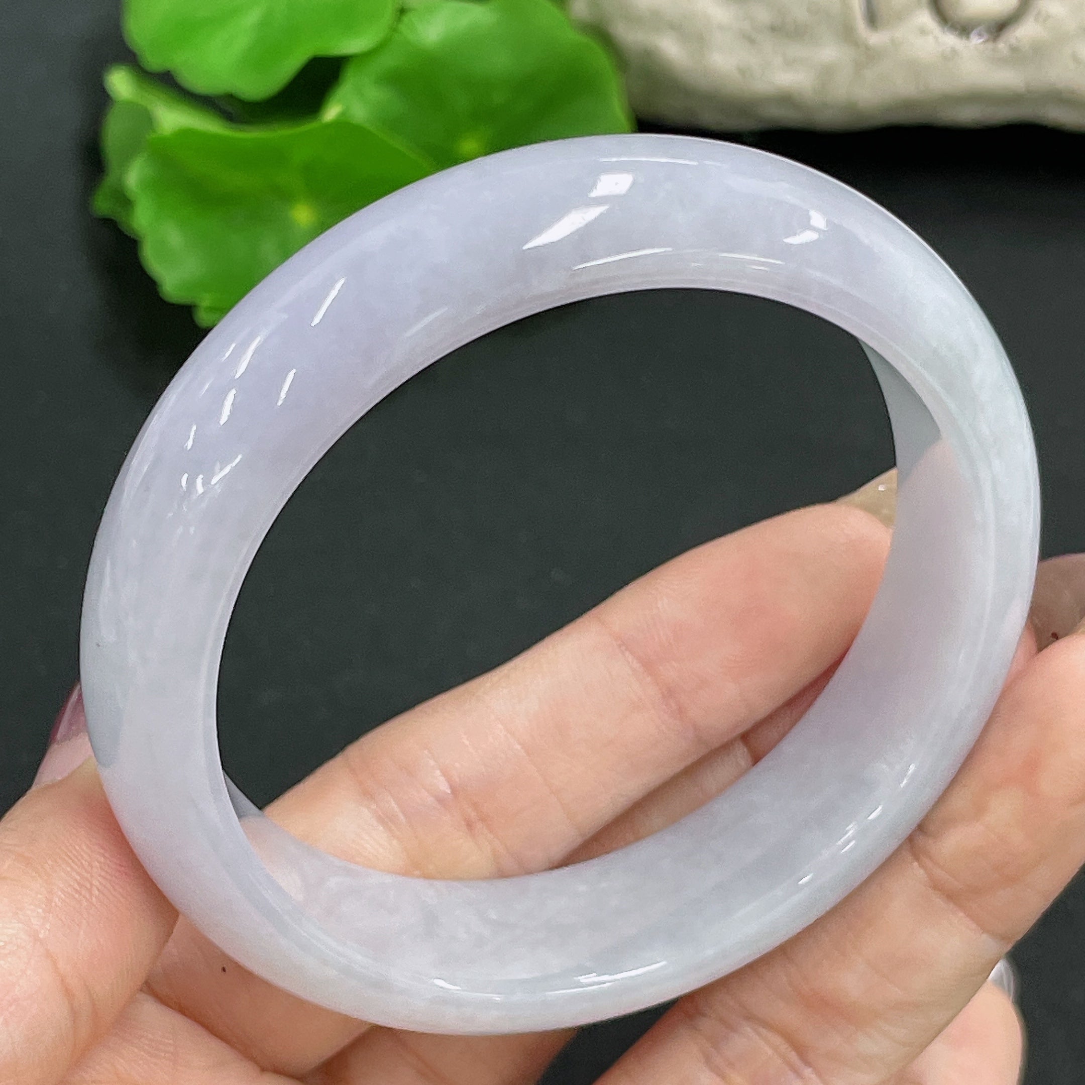 Jadeite Round Bangle, Total Weight Approx. 59.6g, Size 56.4