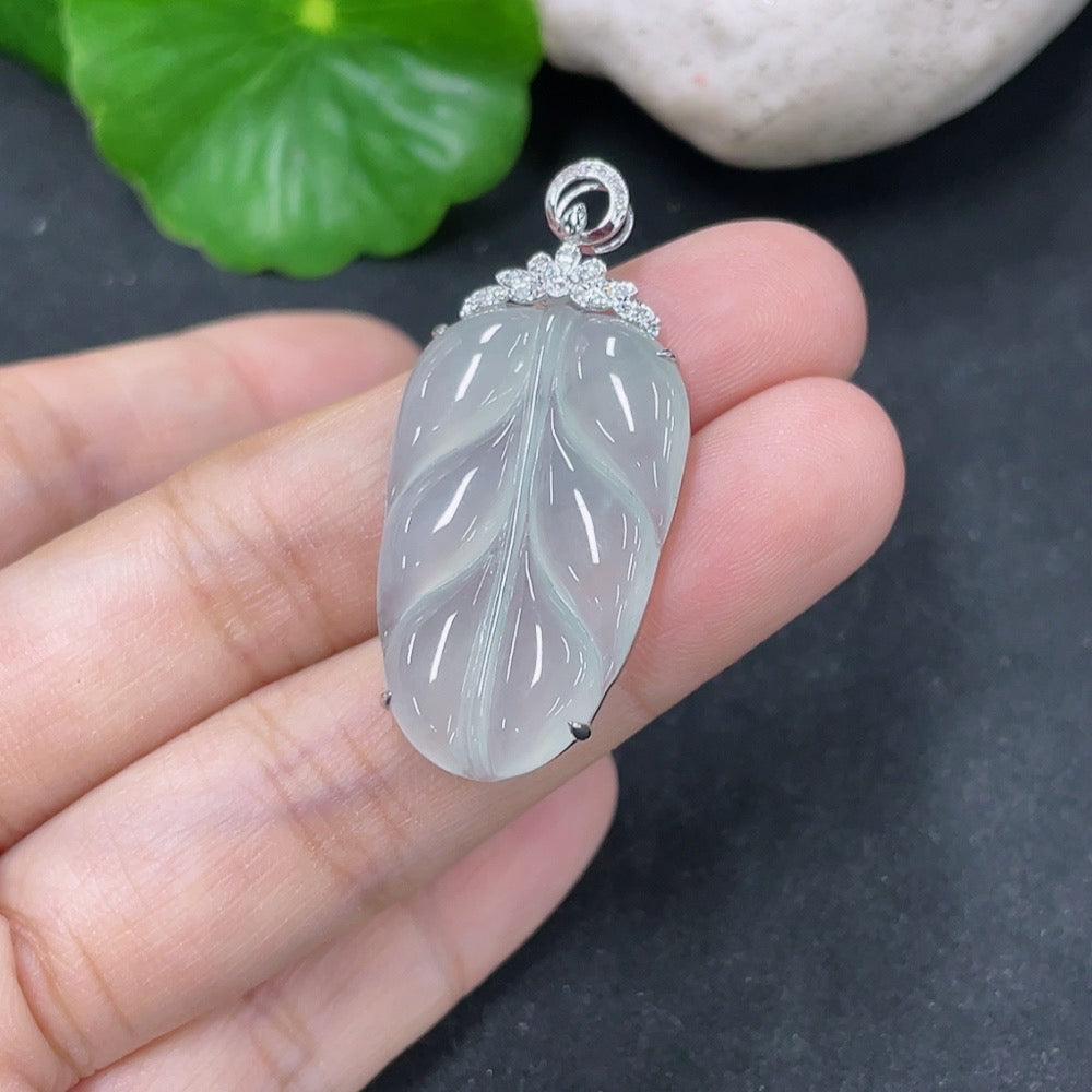 Jadeite Pendant with 18K Gold and Diamond Accents