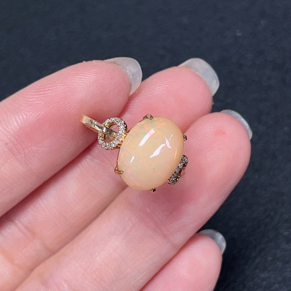 Opal Ring, Set with Diamonds, 18K Gold