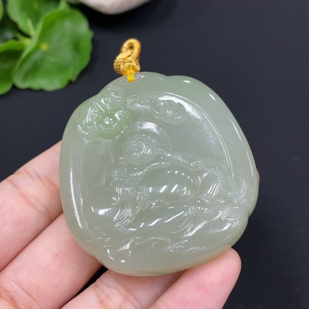 Hetian Jade Pendant    Buddha Statue    Total Weight (including rope) approx. 54.6g