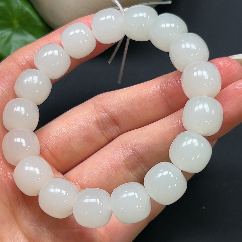 Hetian Jade Bracelet 12mm Approx. 50.16g