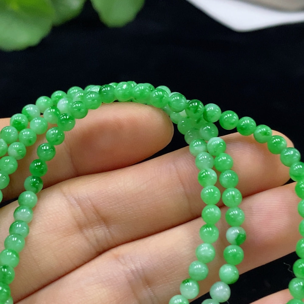 Jadeite Bead Necklace Approx. 3.7mm Total Weight Approx. 15.2g Non-Gold Clasp