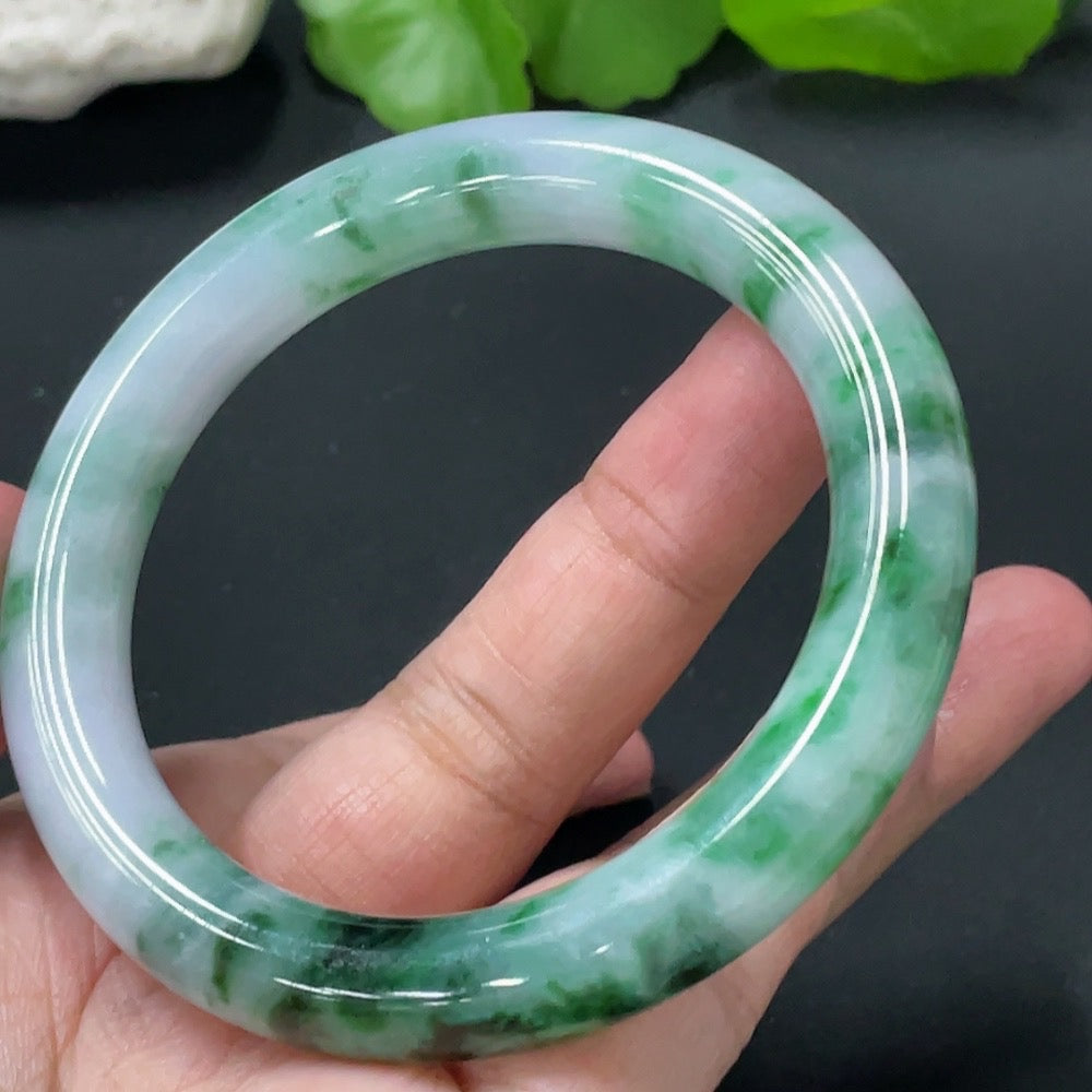 Jadeite Round Bangle Size 53.8 Total Weight Approx.50.58g with Other Mineral Components