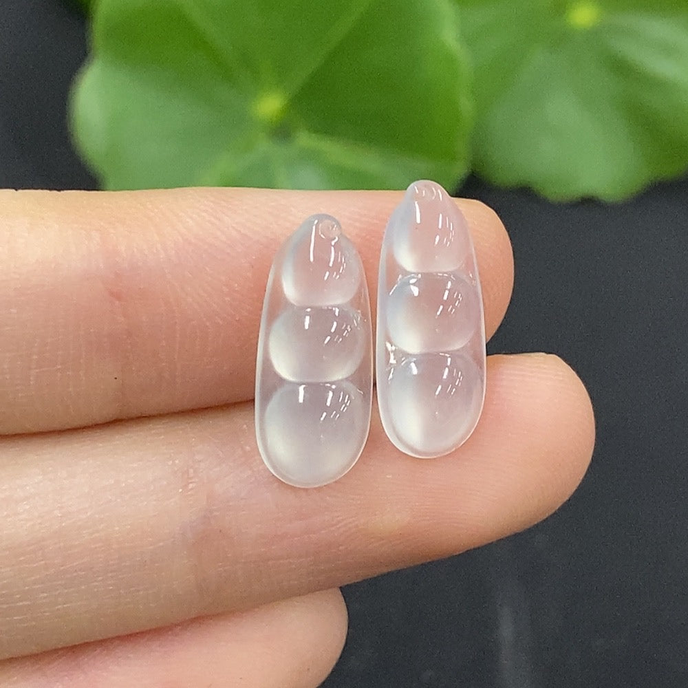 Jadeite Auspicious Bean Inlay Piece Sell as a Lot
