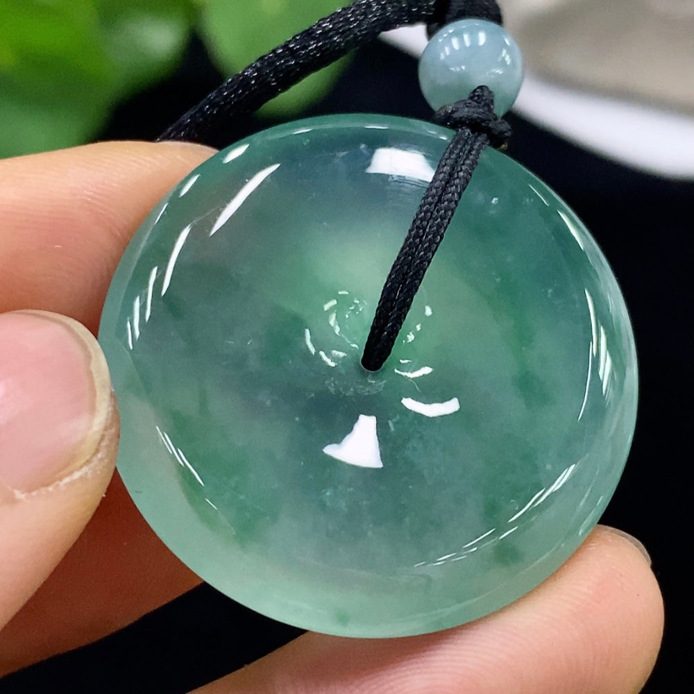 Jadeite Safety Buckle Pendant, Total Weight Approx. 17.67g (Including Rope Weight) [Total Value: $10,023 USD]