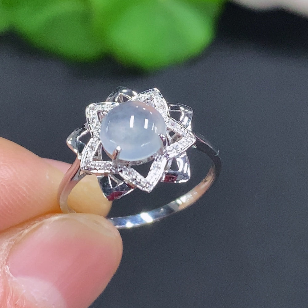 Emerald Cabochon Ring with 18K Gold Size 14 Total Weight Approximately 1.4g (Accented with Diamonds)