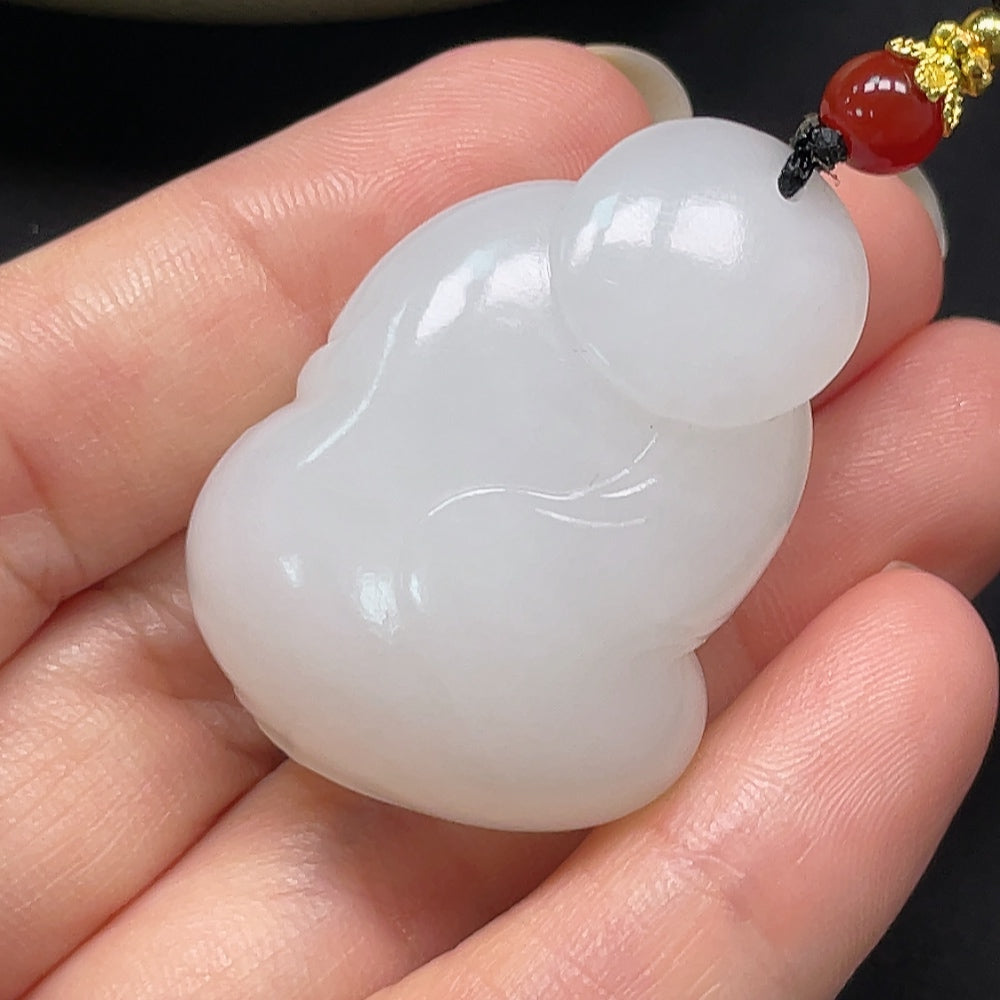 Hetian Jade Buddha Pendant, Total Weight Approx. 27.18g, Including Rope