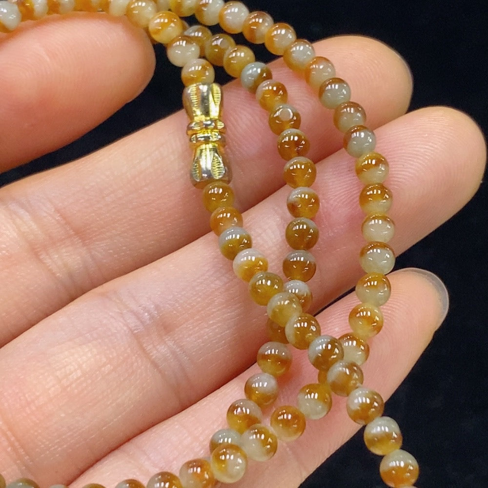 Jadeite Bead Necklace approx. 3.5mm Total Weight approx. 13.9g (Non-Gold Inlaid)