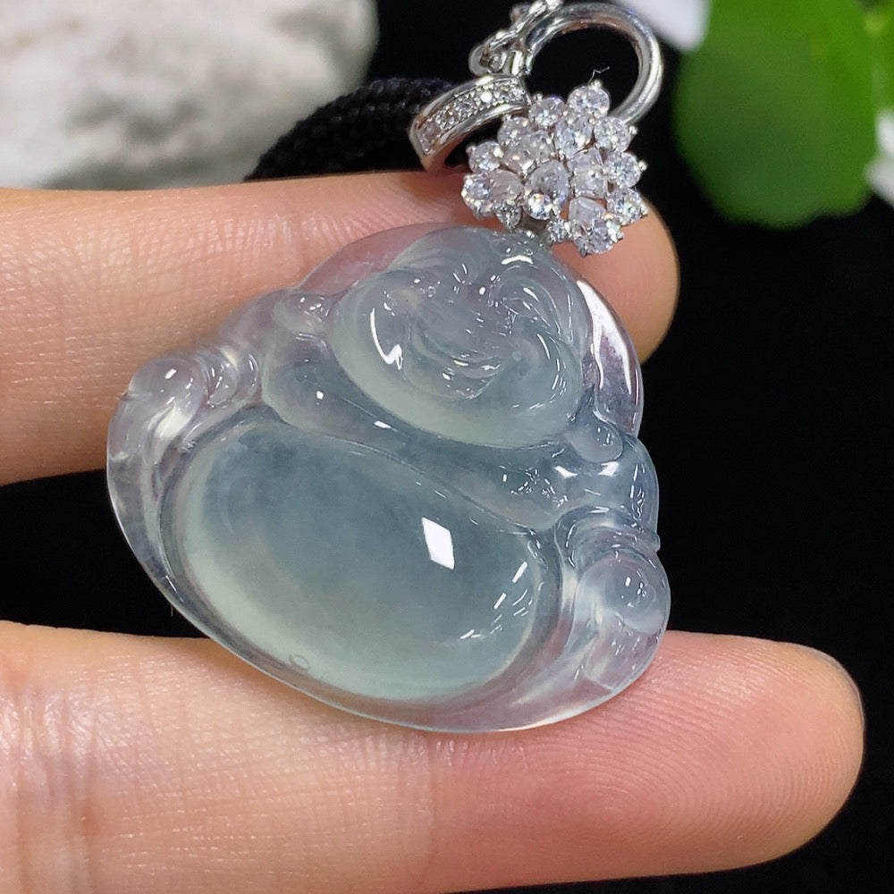 Jadeite Buddha Inlaid Pendant 18k Non-Gold Non-Diamond (Excluding Rope)