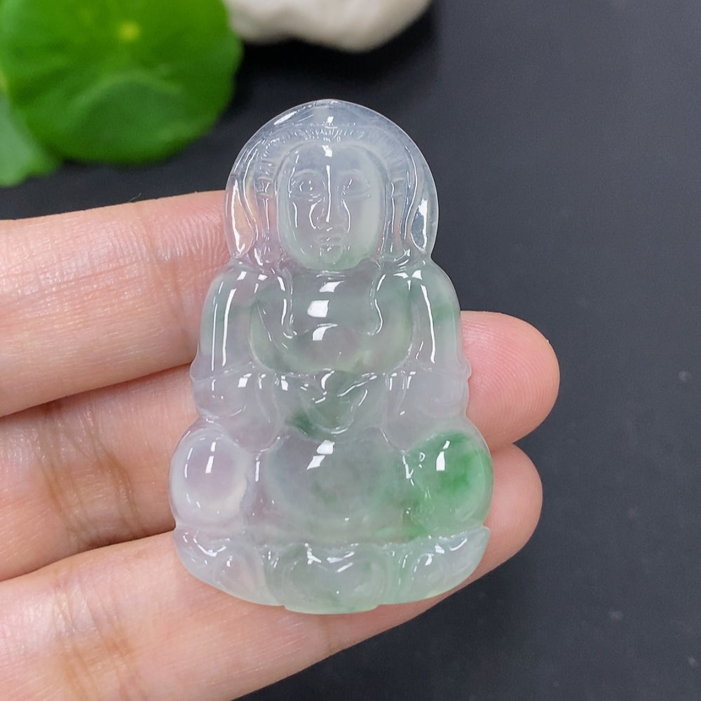 Jadeite Guanyin Pendant, Total Weight Approx. 9g