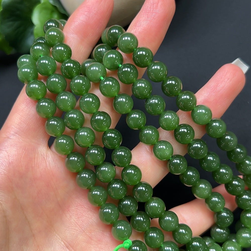Hetian Jade Jasper Bracelet 8mm Approx. 87.27g with String