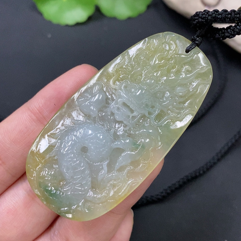 Jadeite Dragon Pendant Total Weight Approx. 31.22g (Including Rope)