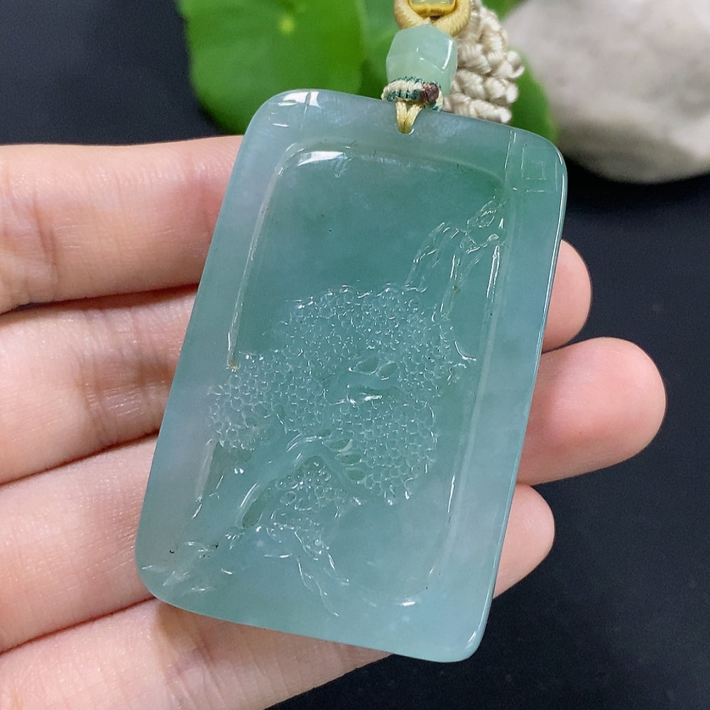 Jadeite Pendant Landscape with Cord Total Weight Approx. 43.6g