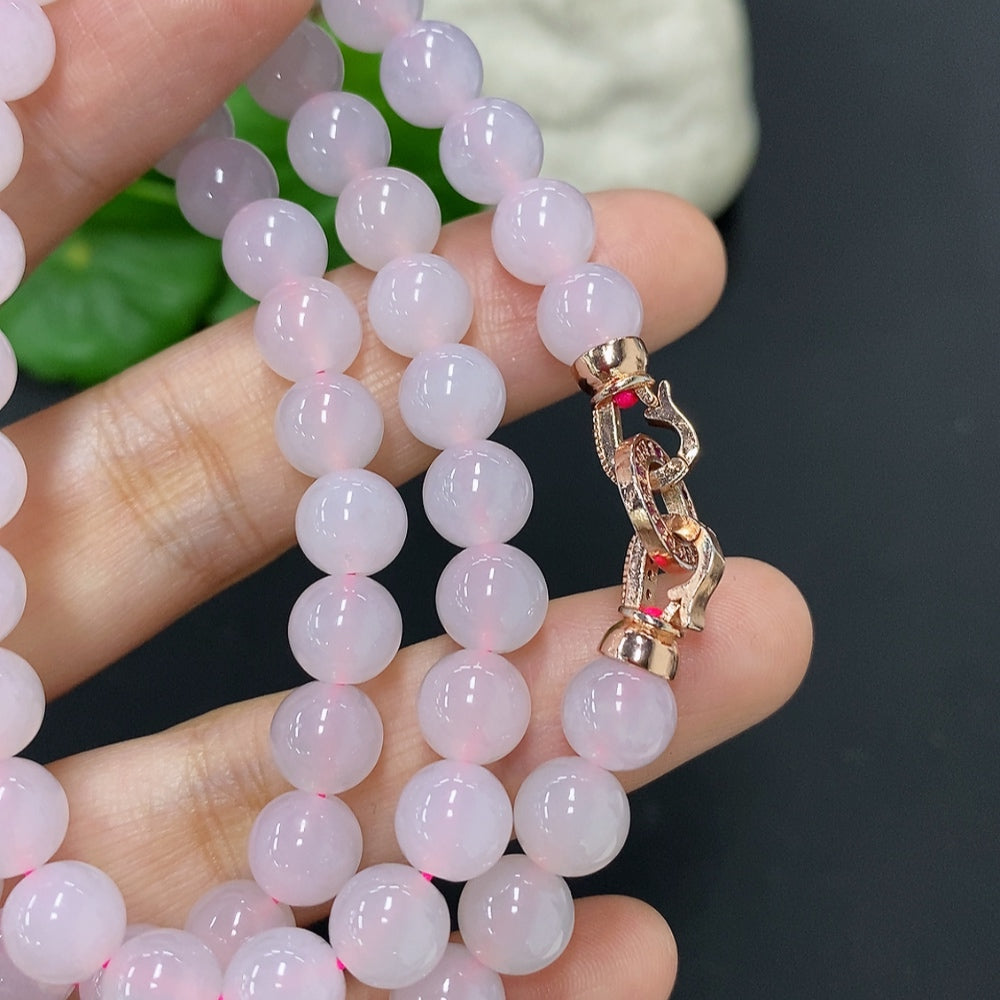 Jadeite Beaded Necklace Approx. 7.3mm Non-Gold Total Weight Approx. 57.4g