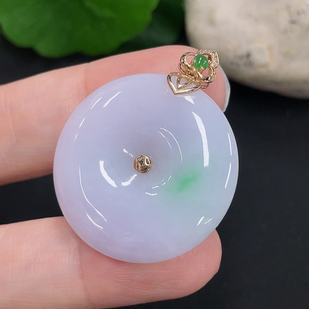 Jadeite Safety Buckle Pendant 18K Gold Total Weight Approx. 10.6g (Non-Diamond)