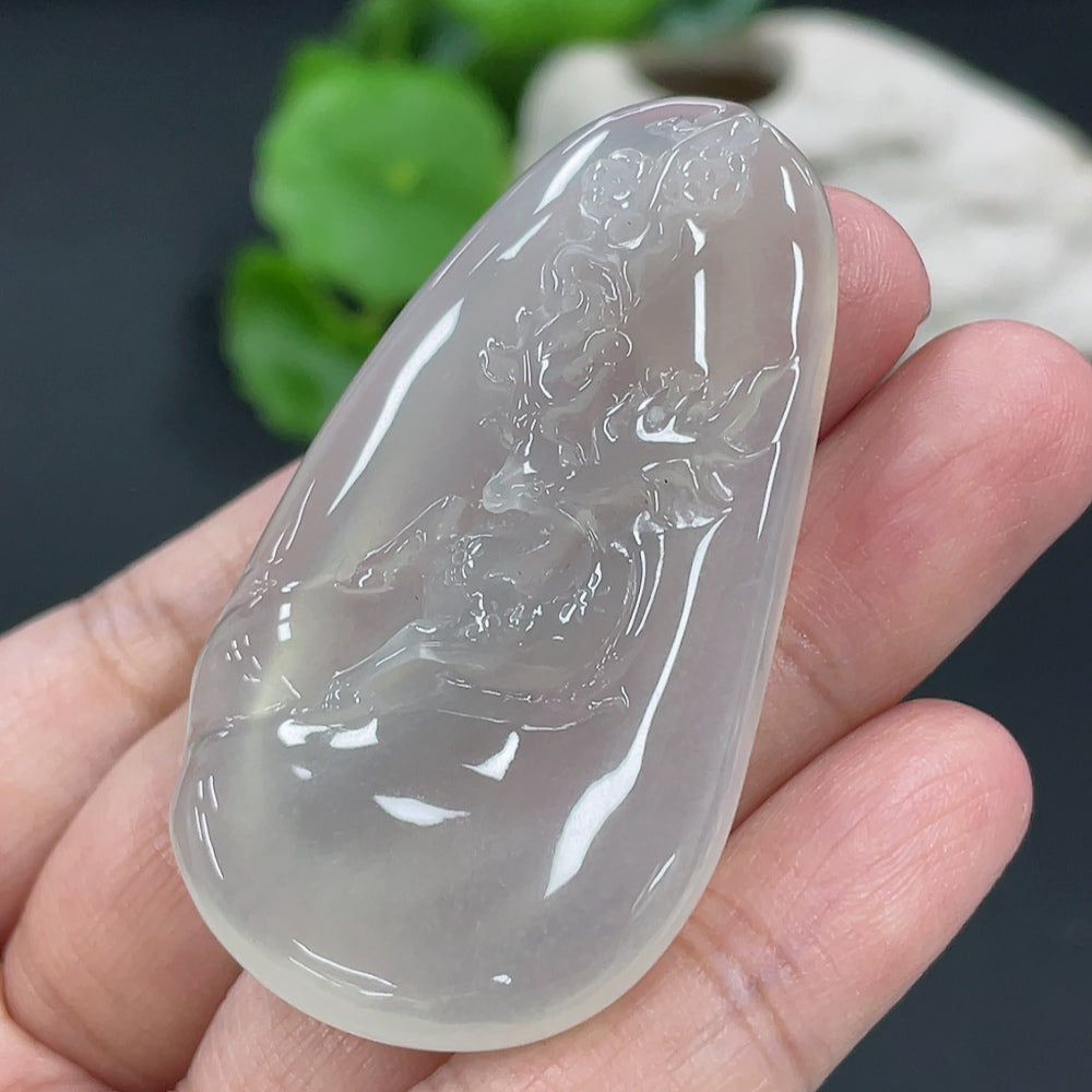 Jadeite Deer Pendant, Total Weight Approx. 25.96g