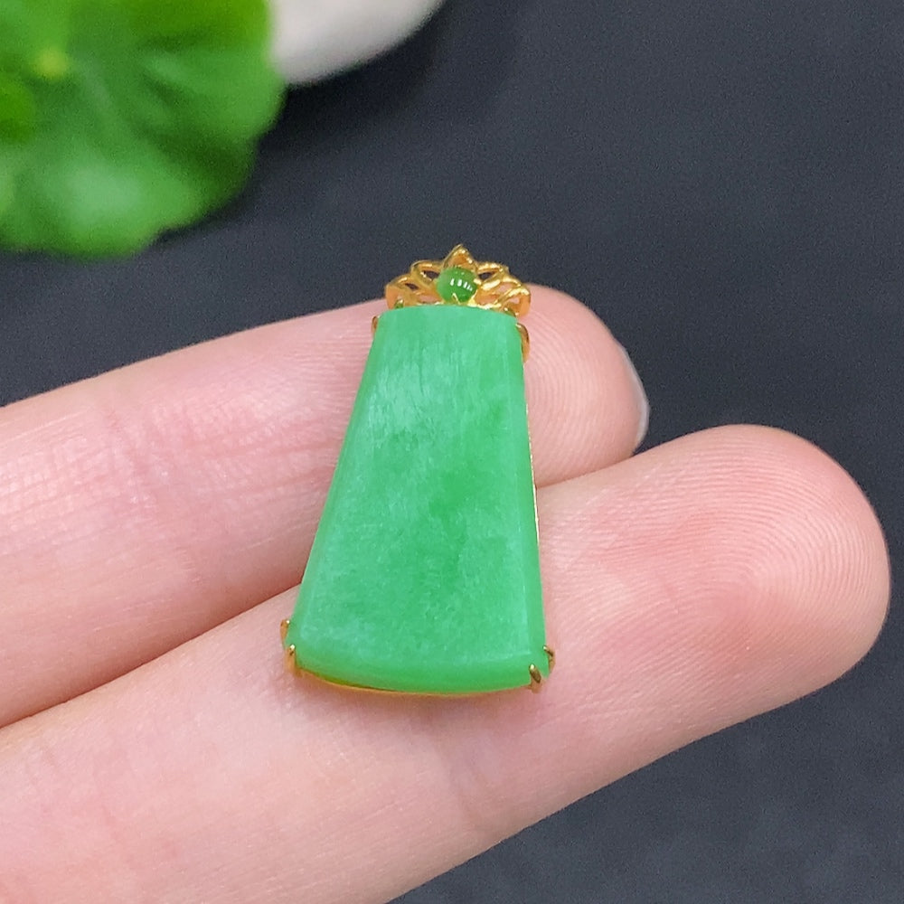 Jadeite Plain Pendant Necklace 18K Gold Total Weight Approx.1.9g