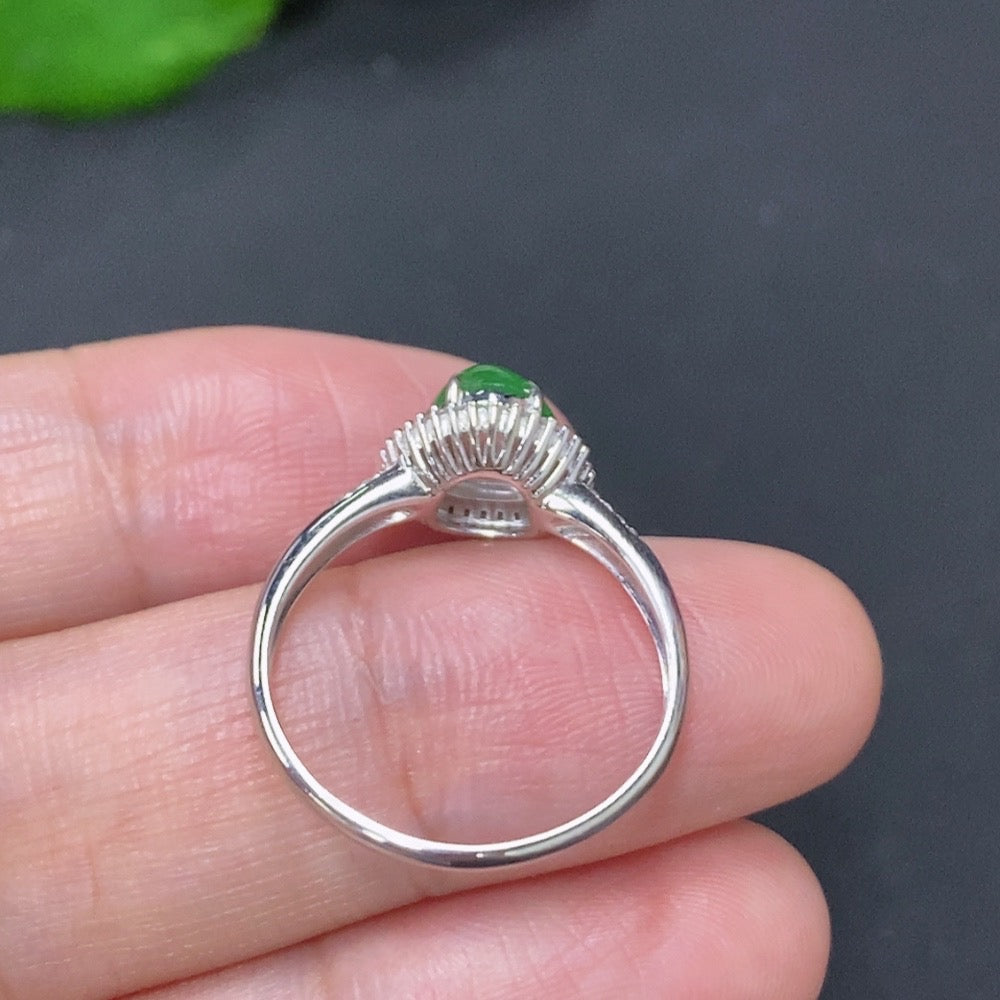 Jadeite Ring in 18K Gold (With Diamond Accents)