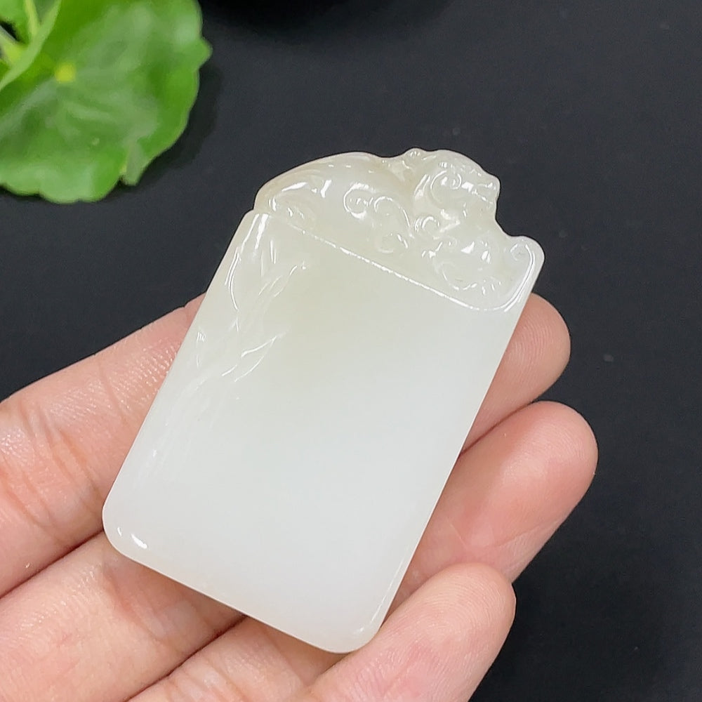 Hetian Jade Pendant - Auspicious Beast Plaque, Total Weight: Approx. 29.4g