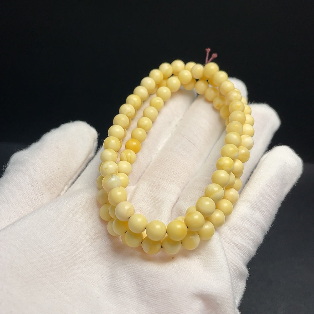 Amber Honey Bead Necklace by HUILIU HQ with 6.2mm amber beads, certified amber jewelry, natural warm honey color.