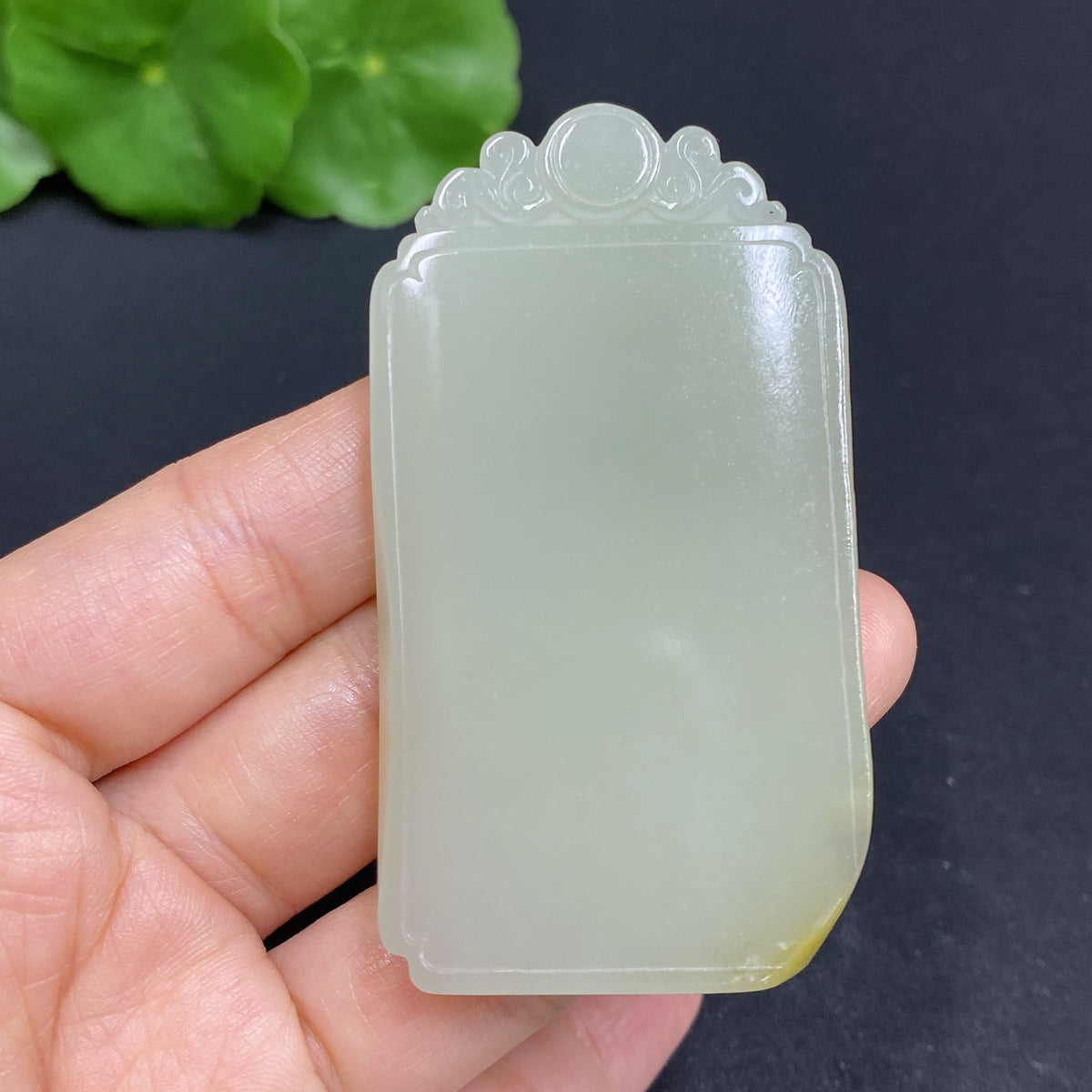 HUILIU HQ Hetian Jade pendant with a plain design, undetermined skin color, weighing about 47g, showcasing smooth jade craftsmanship.