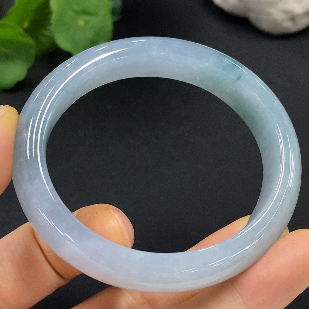 HUILIU HQ Imperial Concorde Jadeite Bangle, 56.5/50mm, 52.826g, smooth green jade jewelry with polished finish