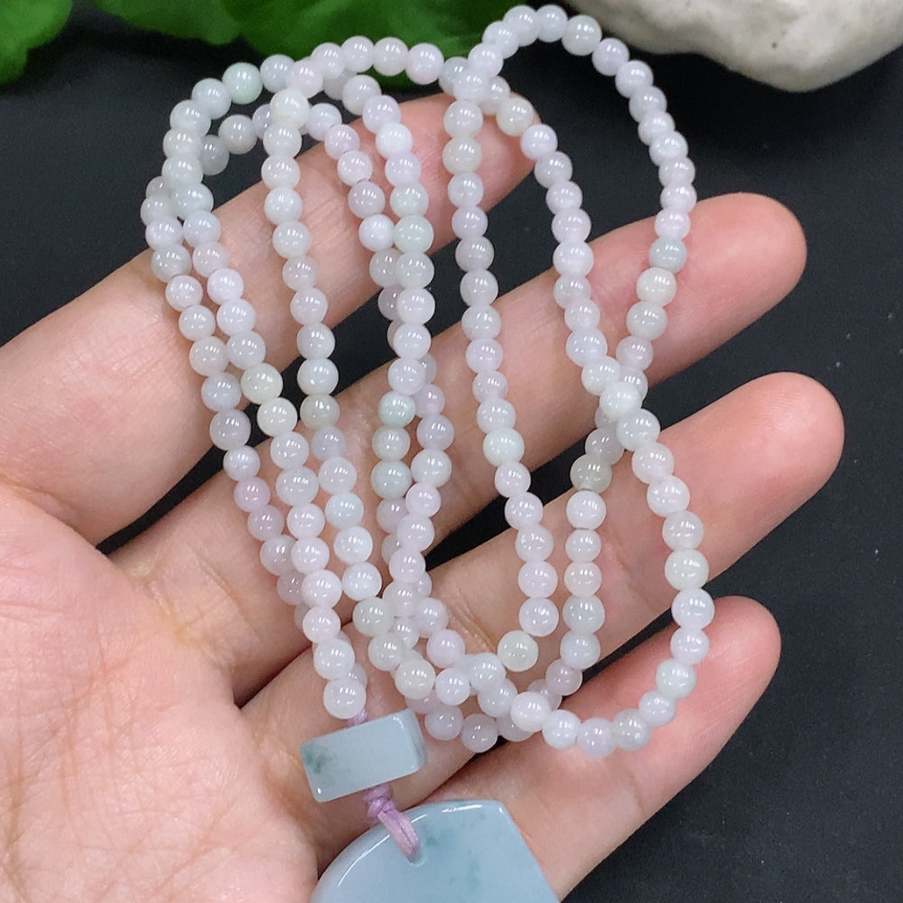 HUILIU HQ jadeite antique-style plain pendant with chain, weighing approximately 33.7g, featuring smooth jadeite and classic design.