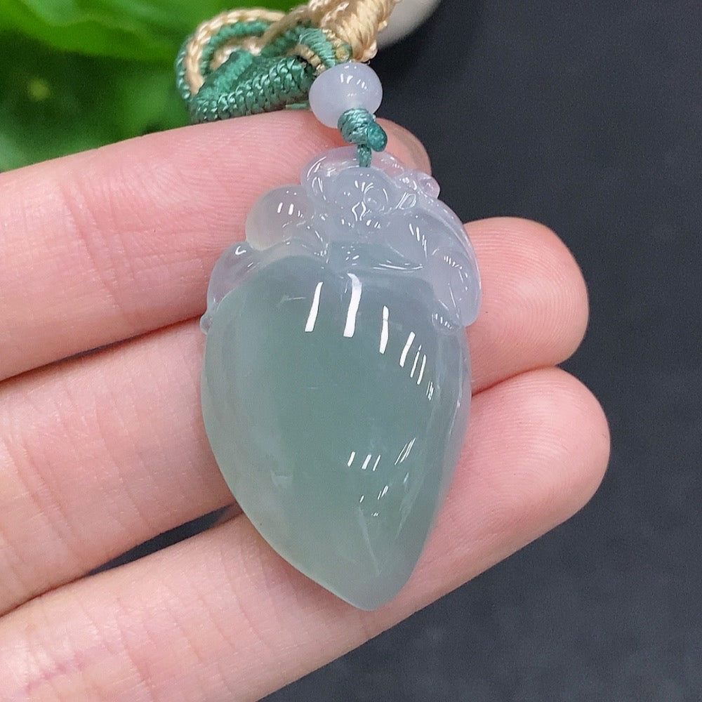 Jadeite Auspicious Monkey Offering Longevity Pendant by HUILIU HQ, detailed green jade pendant with intricate monkey design.